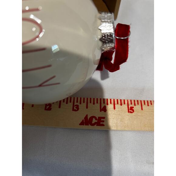 Rae Dunn ~ Large Ceramic Ball Christmas Ornament Holly Jolly collector NIB - Picture 4 of 4